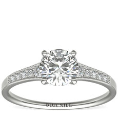 Graduated Milgrain Diamond Engagement Ring in 14k White Gold (0.10 ct. tw.)